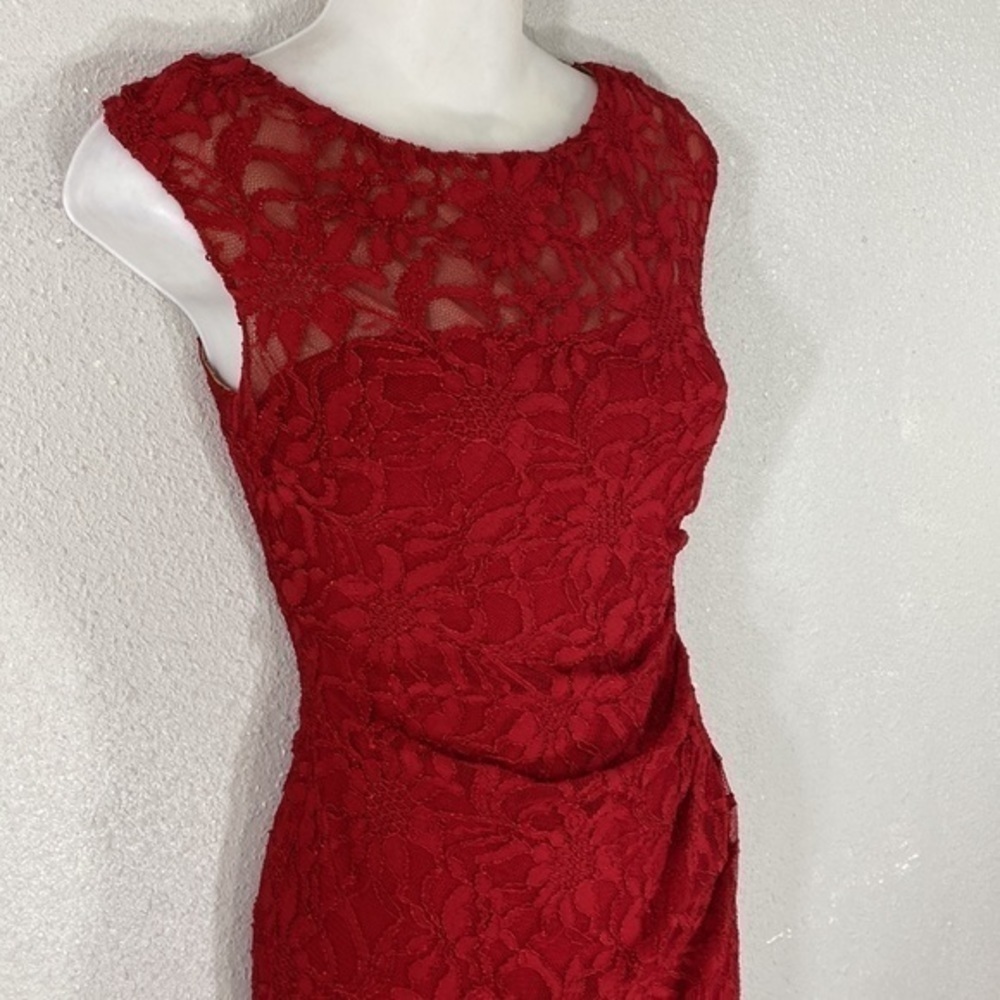 Lauren Ralph Lauren Red Lace Sheath Dress - Picture 4 of 13